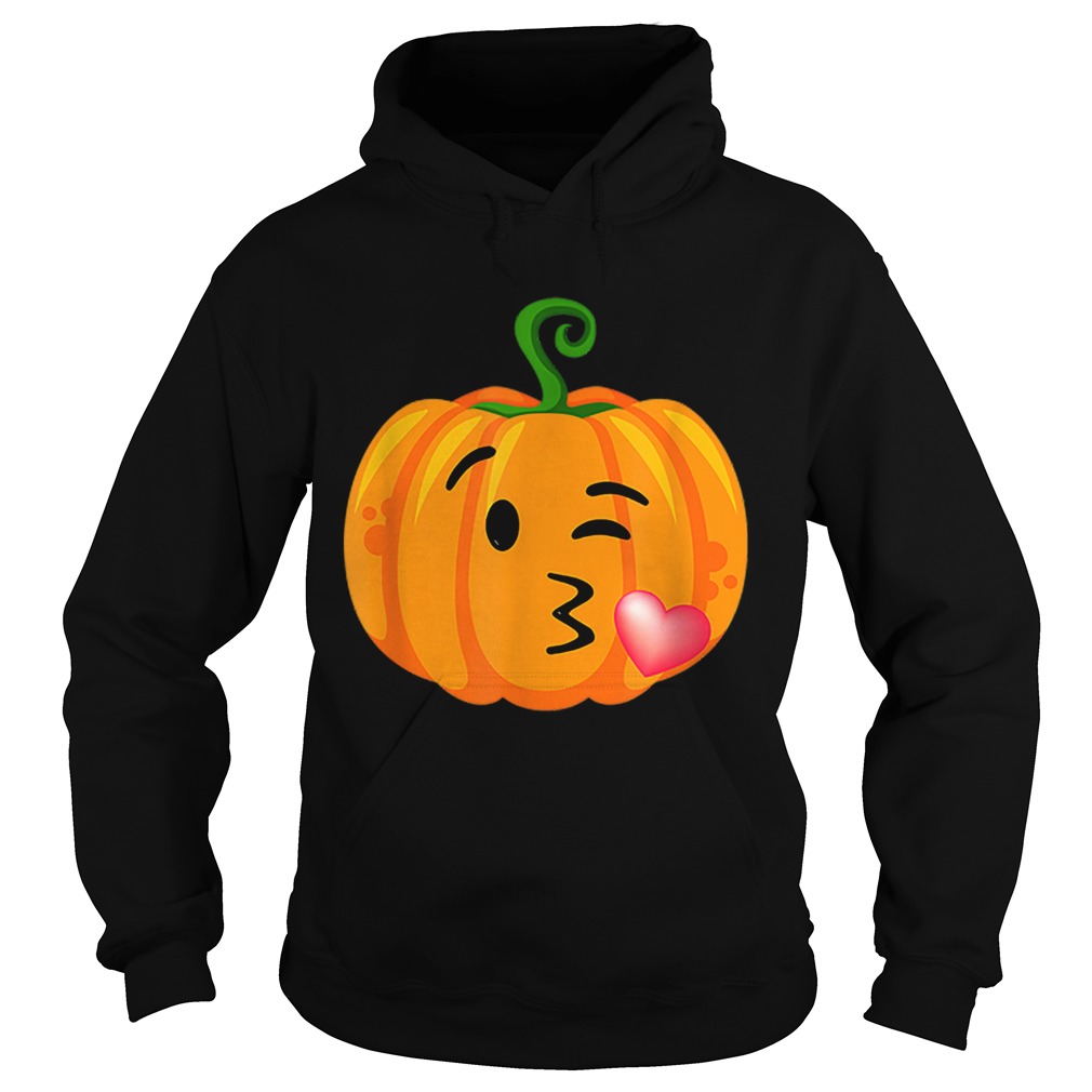 Halloween Adults Kid Blow Kiss Wink Emoji Pumpkin Face Hoodie