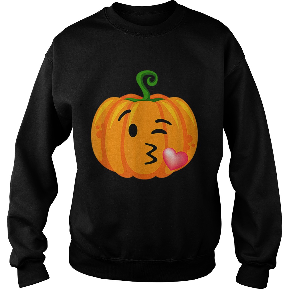 Halloween Adults Kid Blow Kiss Wink Emoji Pumpkin Face Sweatshirt