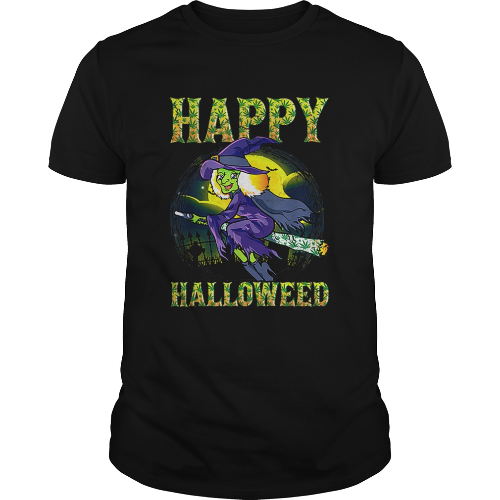 Halloween Happy Halloweed Witch Marijuana Weed 420 Women shirt