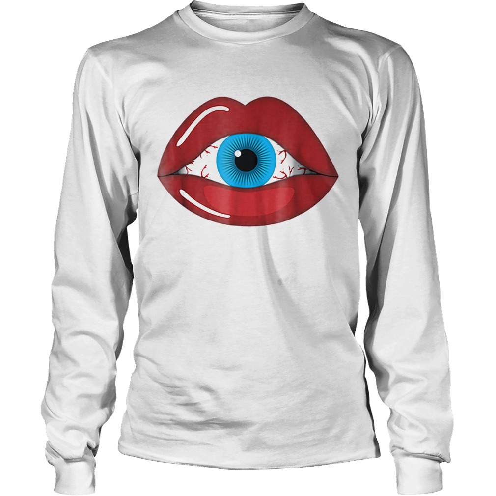 Halloween HorrorCreepy Eyeball inside Woman Lips LongSleeve