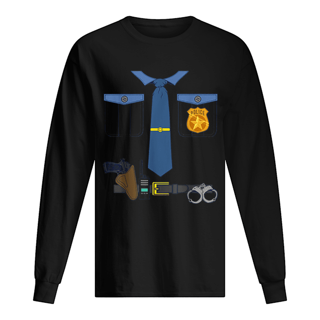 Halloween Kids Dress Up Police Officer COP Costume Long Sleeved T-shirt 