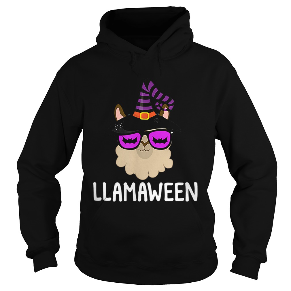 Halloween LLama Witch LLamaween Bat Glasses Hoodie