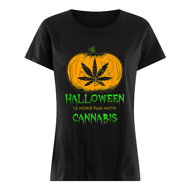 Halloween THC 420 Pumpkin Carving Stoner Cannibus Smoking Classic Women's T-shirt