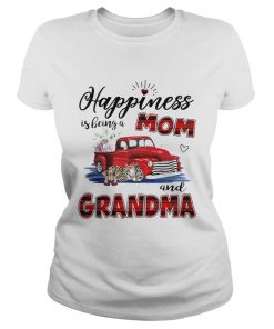Happiness Is Being A Mom And Grandma Car Flower TShirt Classic Ladies