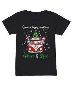 Have a happy pawlidays peace and love girl hippie and Dogs Christmas  Classic Women's T-shirt