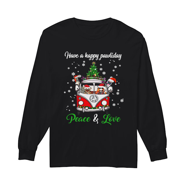 Have a happy pawlidays peace and love girl hippie and Dogs Christmas Long Sleeved T-shirt 