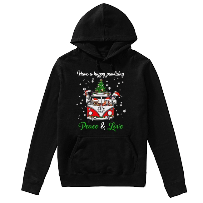 Have a happy pawlidays peace and love girl hippie and Dogs Christmas Unisex Hoodie