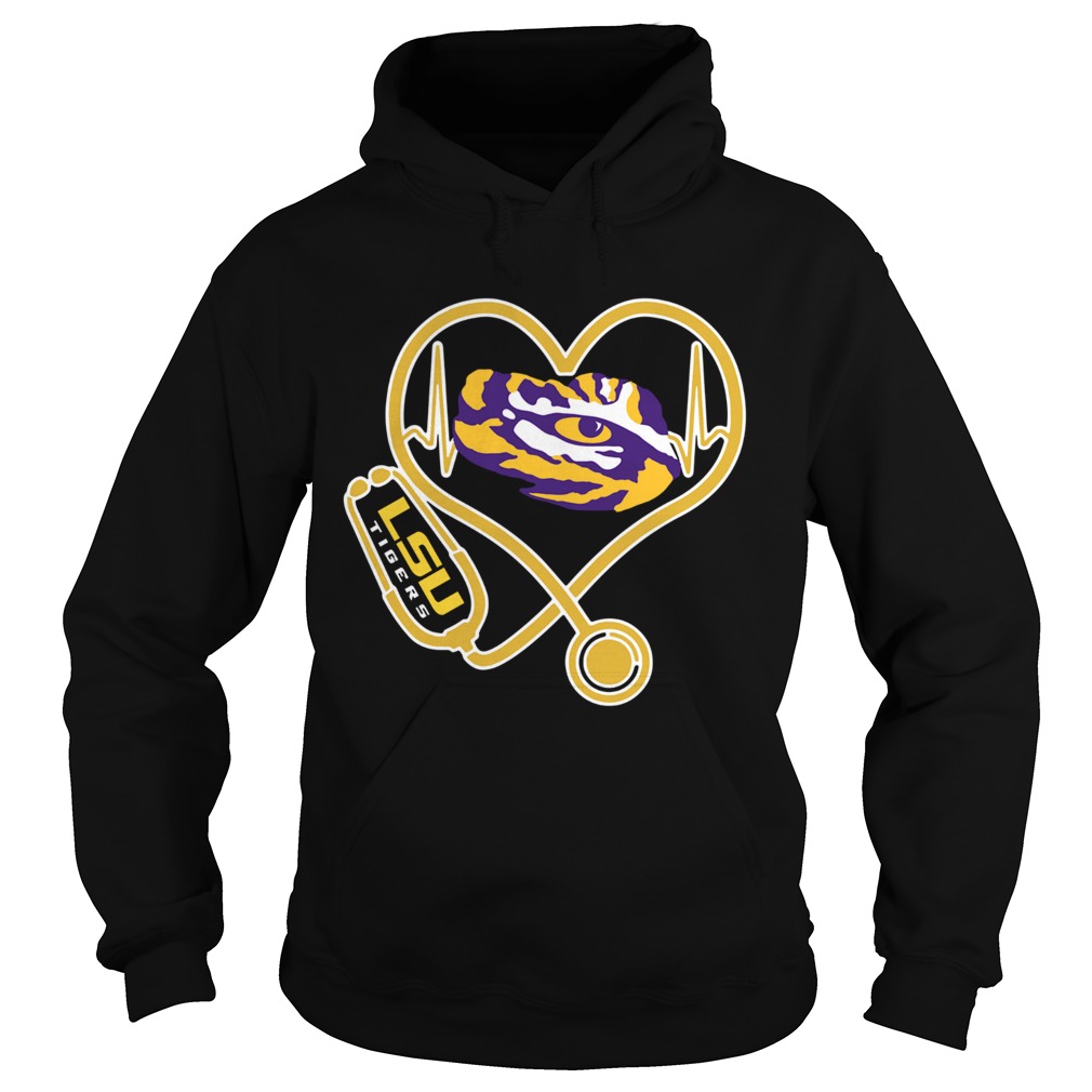Heartbeat Nurse love LSU Tigers Hoodie
