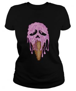 Ice Cream Melting Skeleton Scream face  Classic Ladies