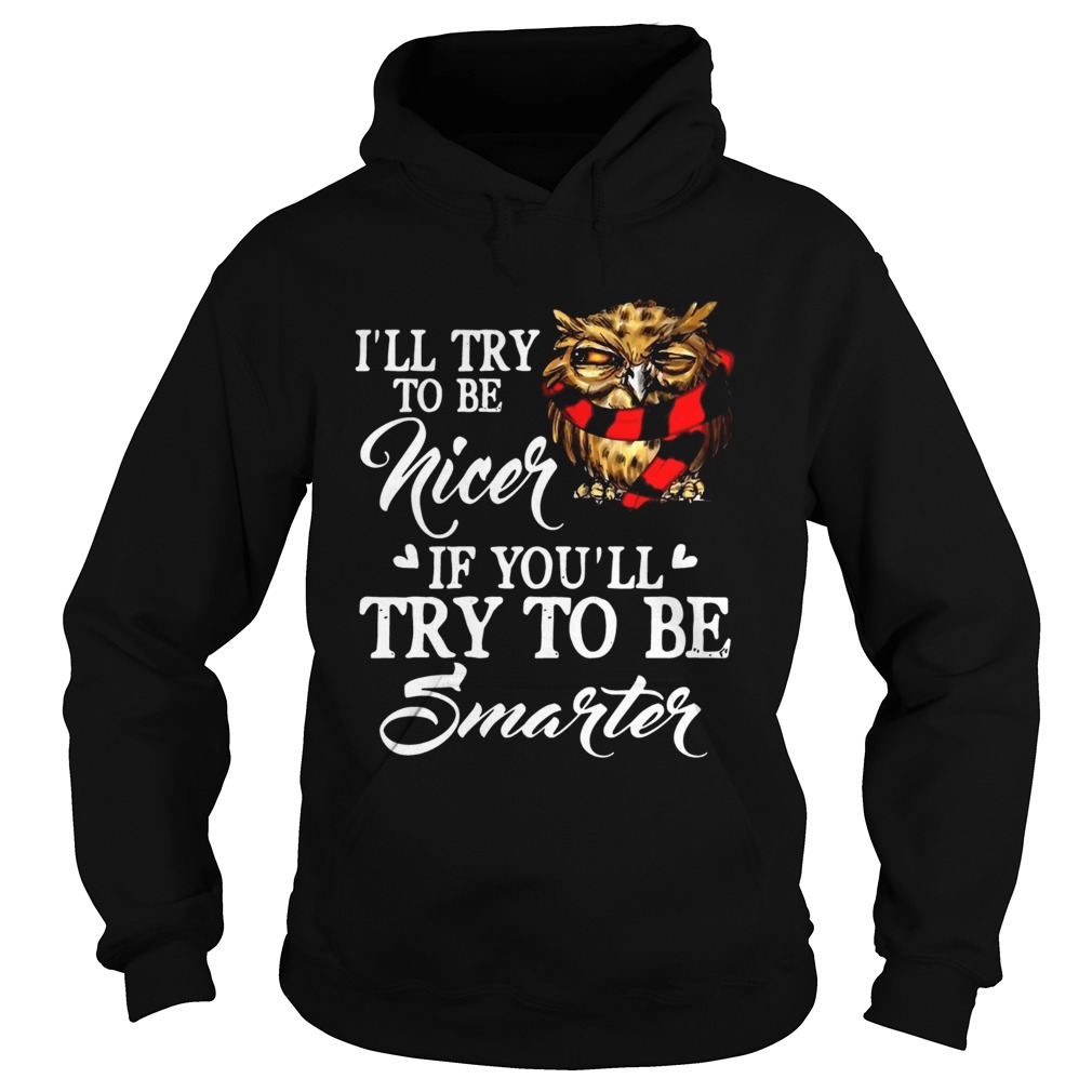 Ill Try To Be Nicer If Youll Try To Be Smarter Owl Version Ts Hoodie