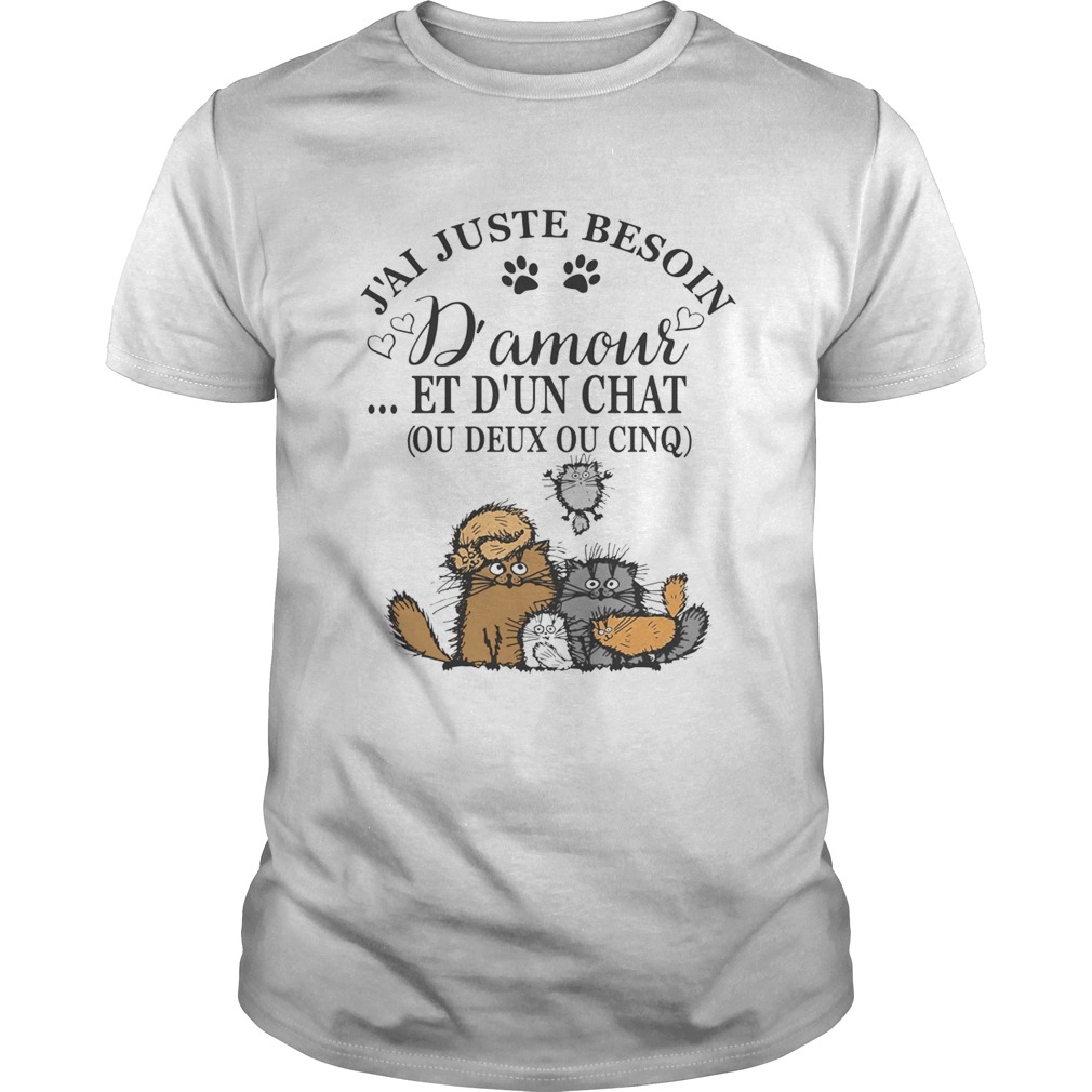 Jai juste besoin Damour et dun chat ou deux ou cinq Cat shirt
