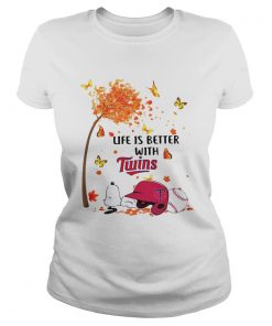 Life is better with Minnesota Twins Snoopy sleeping under autumn tree  Classic Ladies