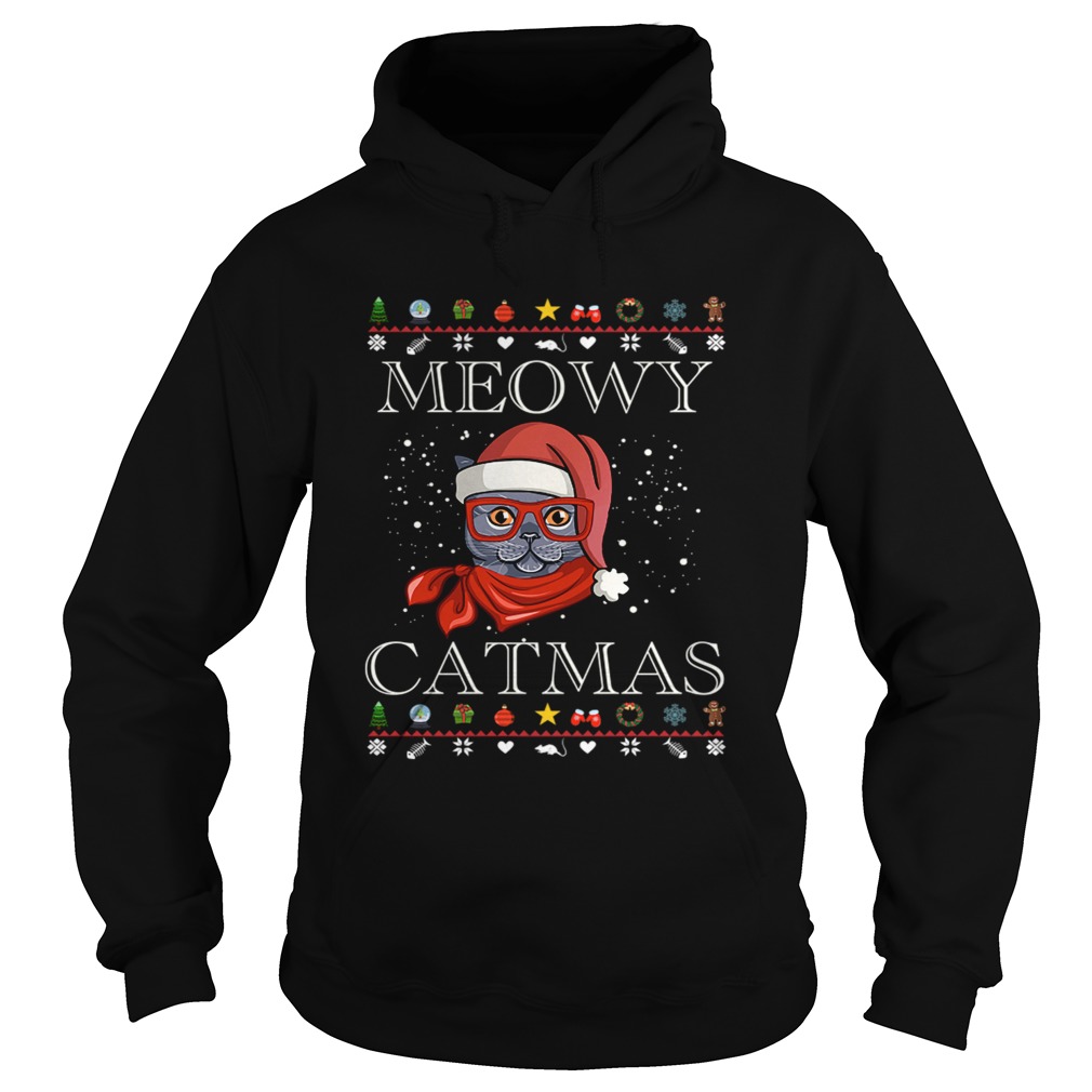 Meowy Happy Christmas Cat Lover Gift TShirt Hoodie