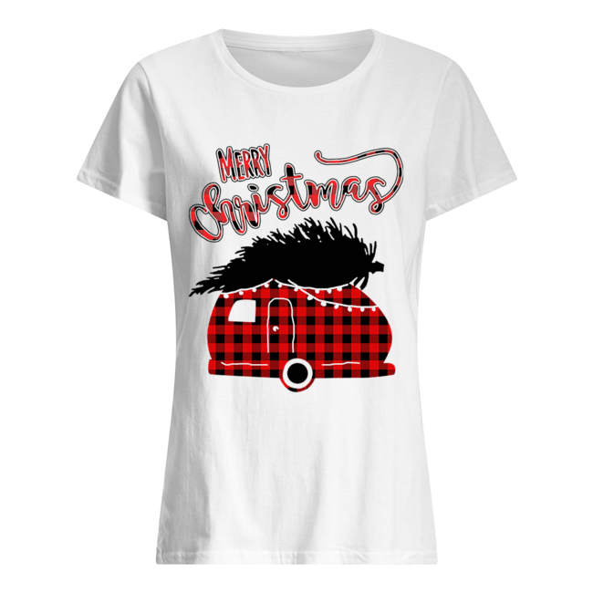 Merry Christmas Camping Car With Christmas Tree Tshir Classic Women's T-shirt