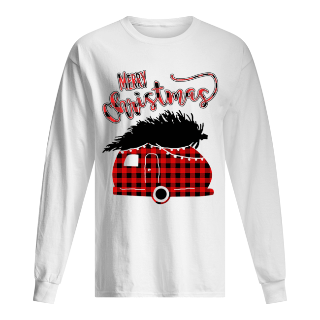 Merry Christmas Camping Car With Christmas Tree Tshir Long Sleeved T-shirt