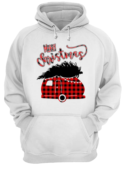 Merry Christmas Camping Car With Christmas Tree Tshir Unisex Hoodie