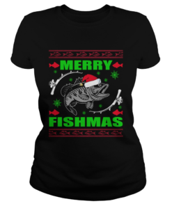 Merry Fishmas Funny Christmas Xmas For Fishers TShirt Classic Ladies