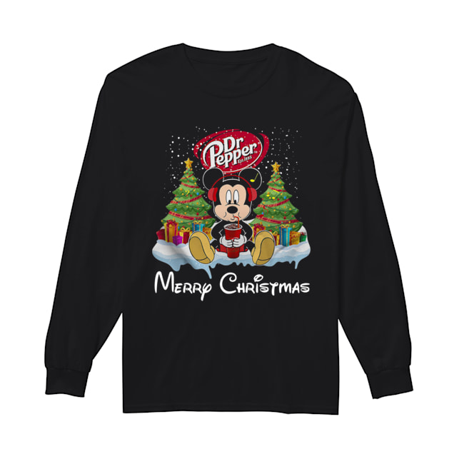 Mickey Mouse drink Dr Pepper Merry Christmas Long Sleeved T-shirt 