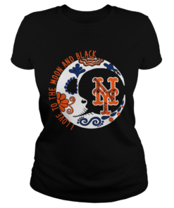 New York Mets I love to the moon and black  Classic Ladies