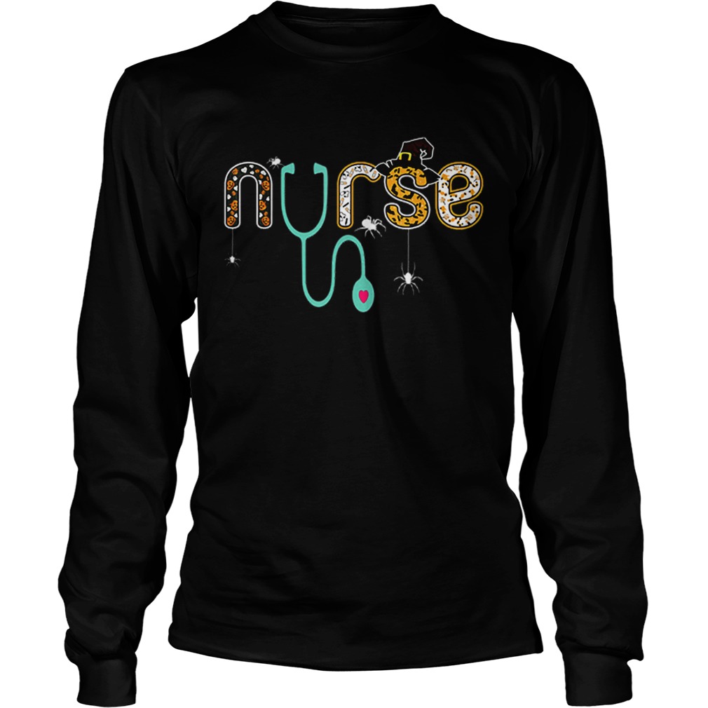Nurse Halloween Spider Witch hat ghost Stethoscope LongSleeve