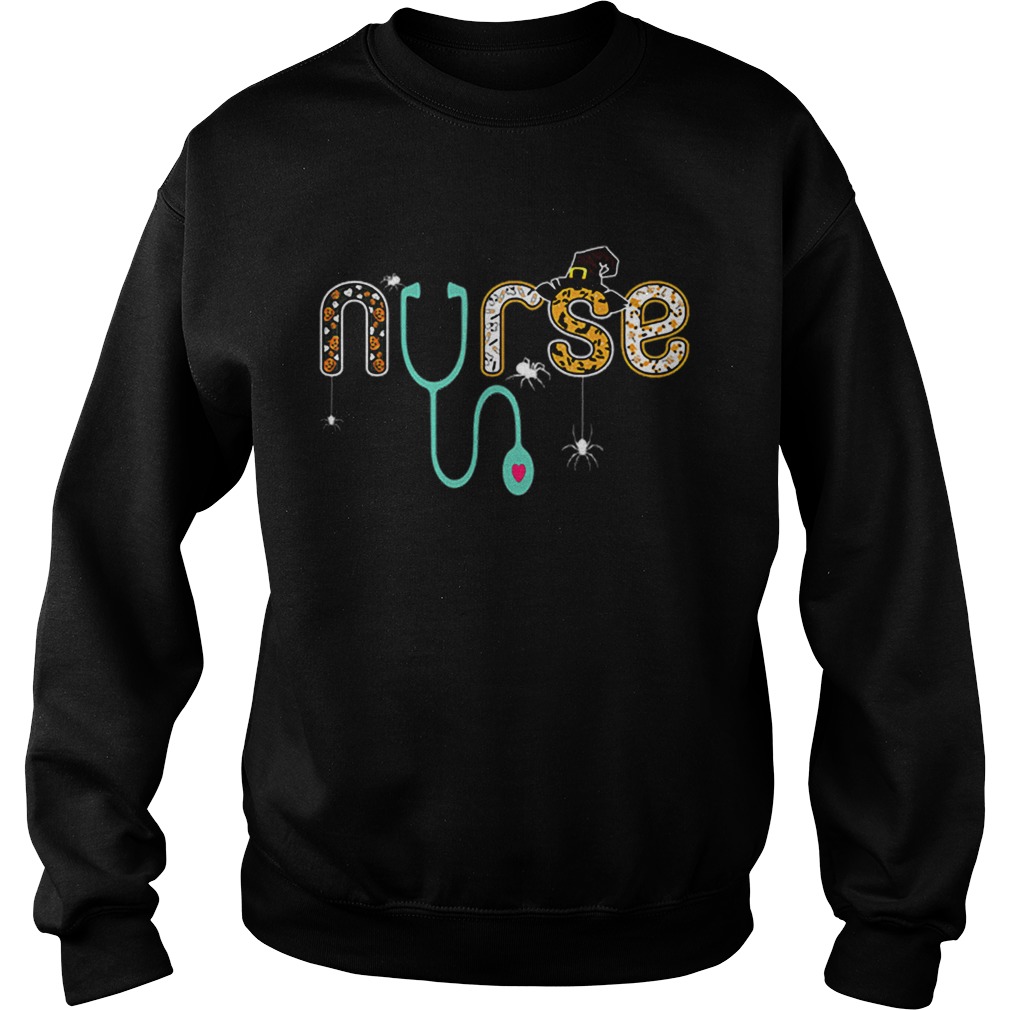 Nurse Halloween Spider Witch hat ghost Stethoscope Sweatshirt