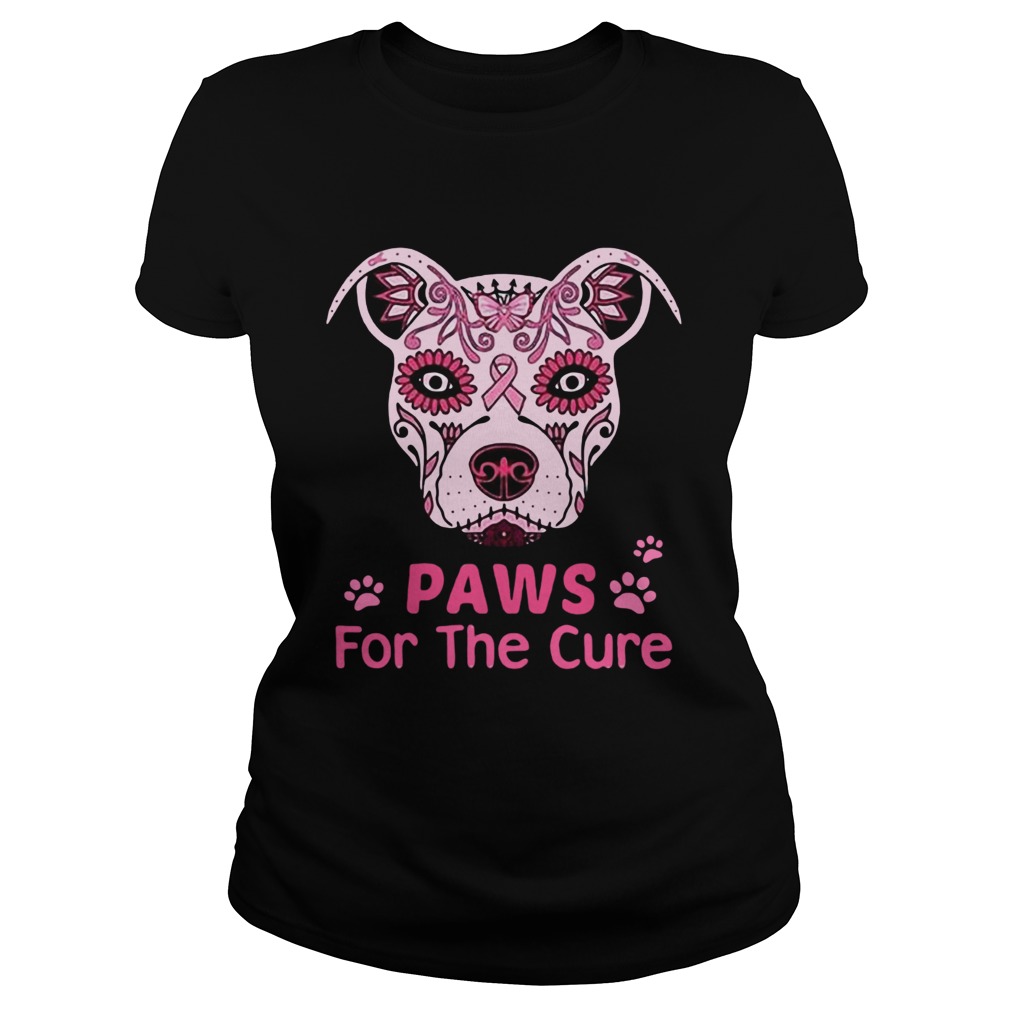 Paws for the cure pit bull poco loco sugar skull breast cancer Classic Ladies