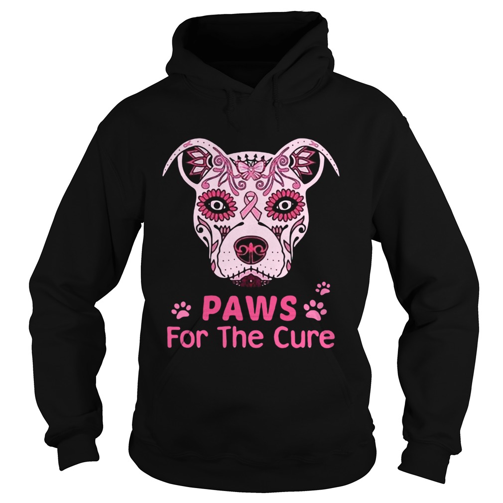 Paws for the cure pit bull poco loco sugar skull breast cancer Hoodie