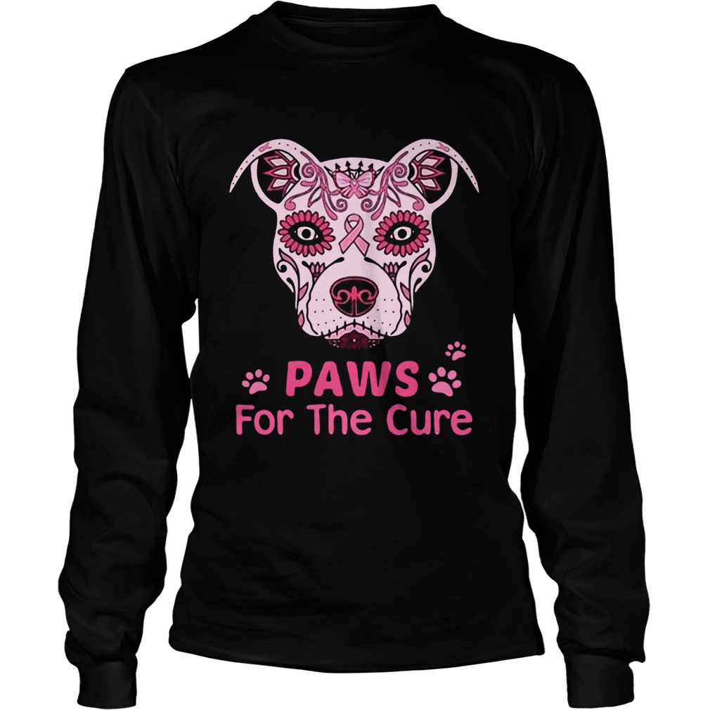 Paws for the cure pit bull poco loco sugar skull breast cancer LongSleeve