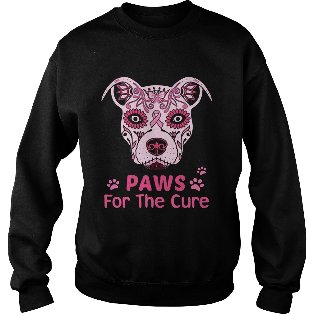Paws for the cure pit bull poco loco sugar skull breast cancer Sweatshirt