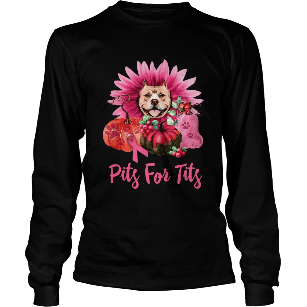 Pits for tits Pitbull Breast Cancer Awareness Gerbera Pumpkin LongSleeve