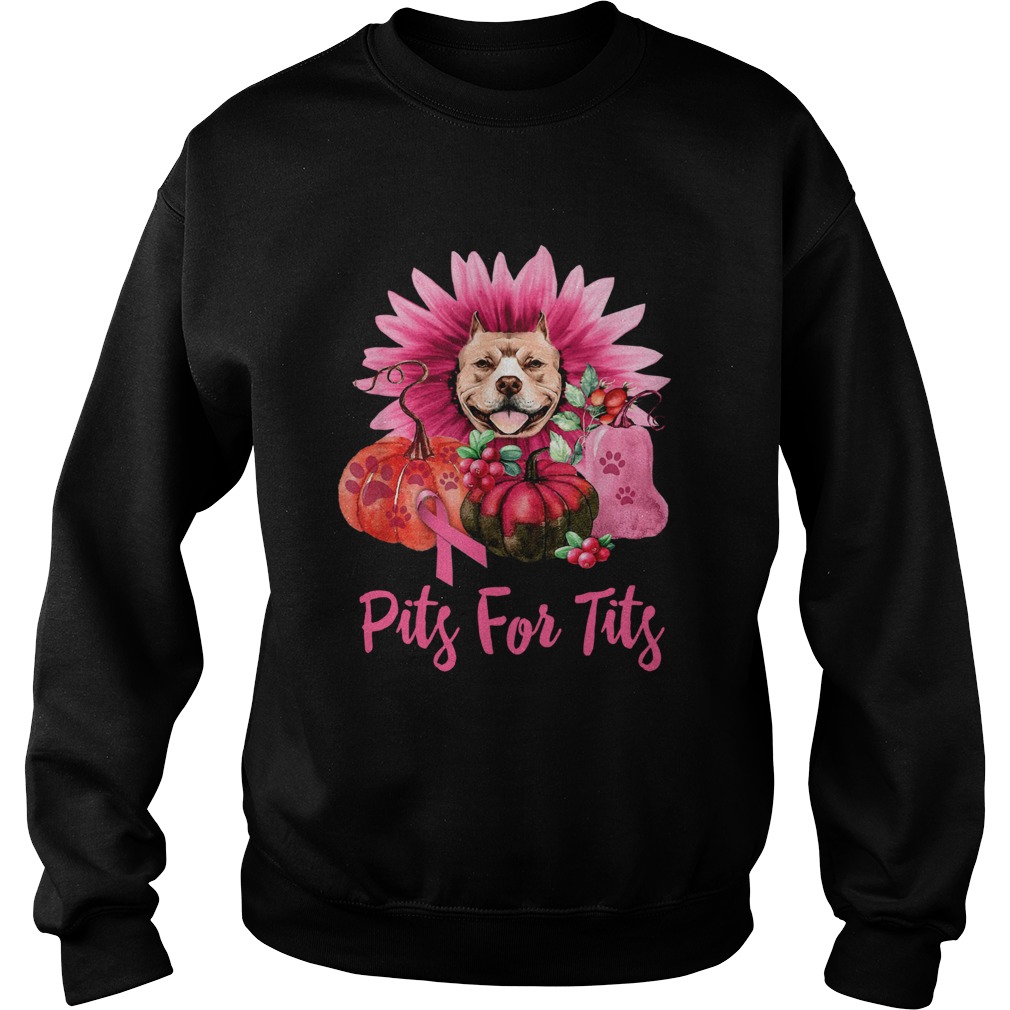 Pits for tits Pitbull Breast Cancer Awareness Gerbera Pumpkin Sweatshirt