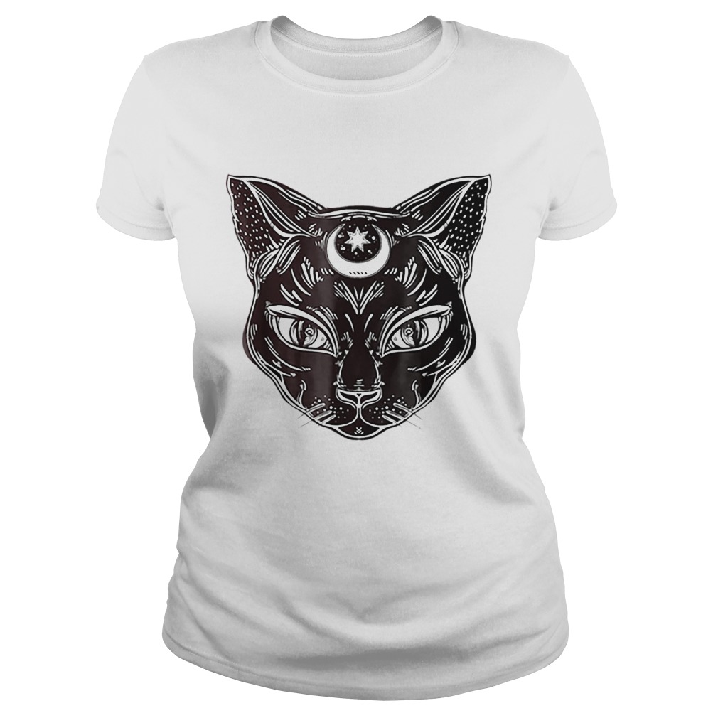 Premium Black Cat Halloween BohoGothic Witchcraft Tattoo Classic Ladies