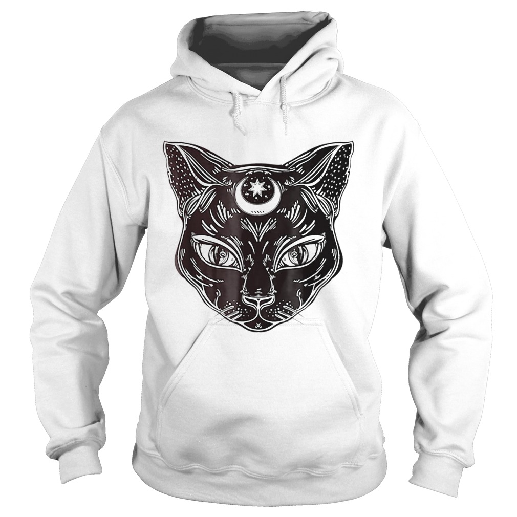 Premium Black Cat Halloween BohoGothic Witchcraft Tattoo Hoodie