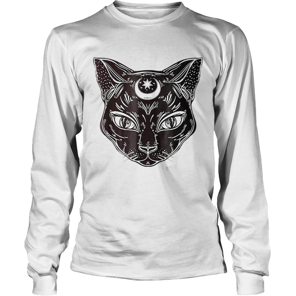 Premium Black Cat Halloween BohoGothic Witchcraft Tattoo LongSleeve