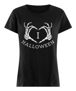 Premium Scary Skeleton Bones Hands I Love Halloween  Classic Women's T-shirt