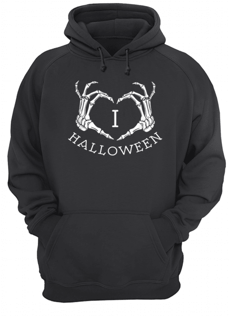 Premium Scary Skeleton Bones Hands I Love Halloween Unisex Hoodie