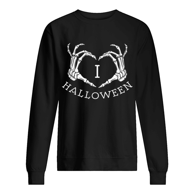 Premium Scary Skeleton Bones Hands I Love Halloween Unisex Sweatshirt