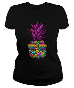 Rainbow Pride Pineapple LGBT Shirt Lesbian Gay Bi Homosexual Premium TShirt Classic Ladies