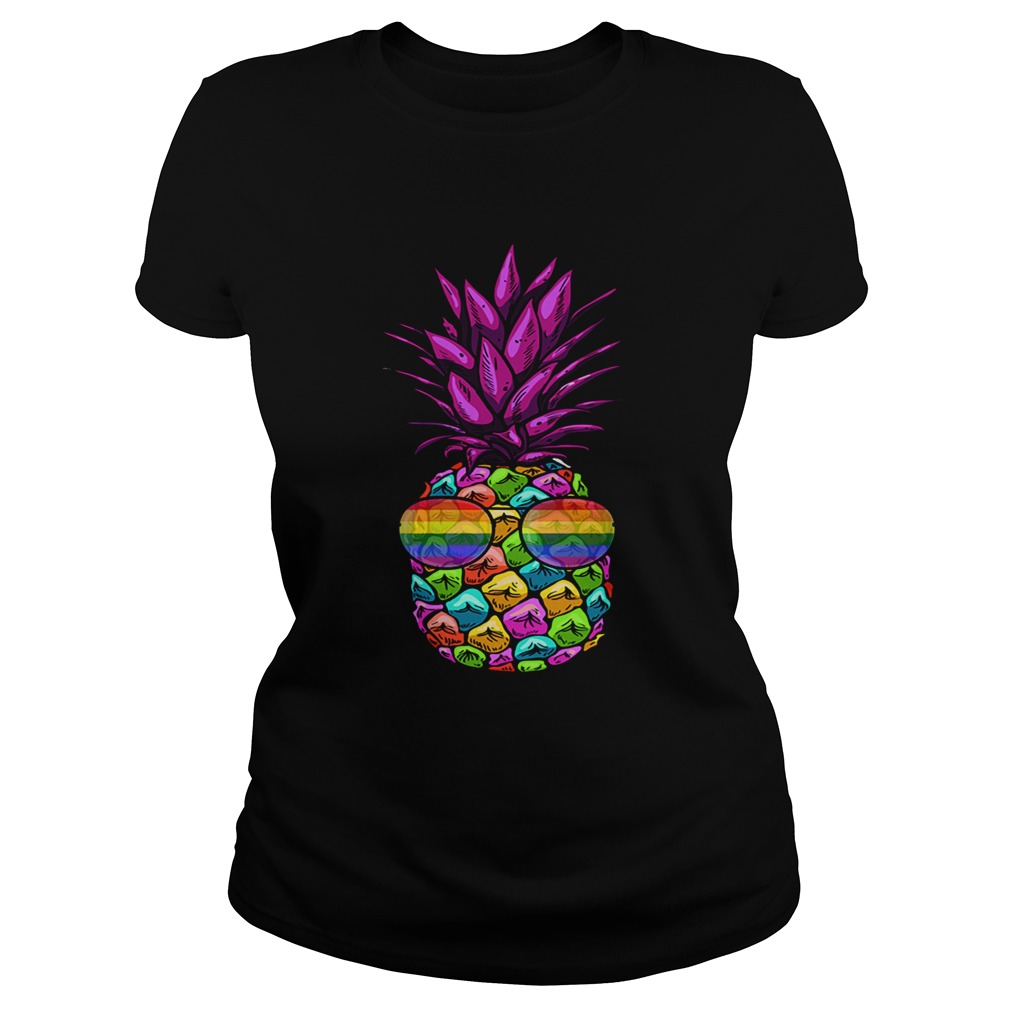 Rainbow Pride Pineapple LGBT Shirt Lesbian Gay Bi Homosexual Premium TShirt Classic Ladies