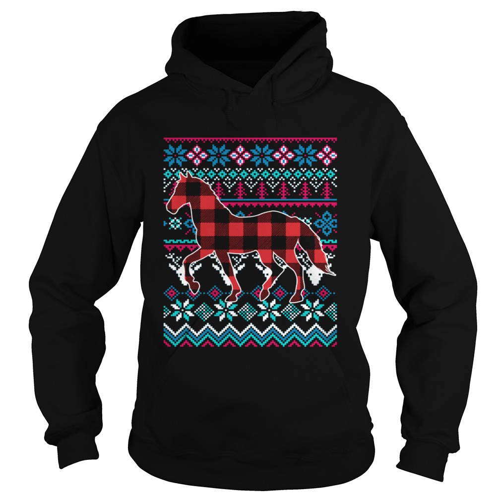 Red Plaid Horse Ugly Christmas Shirt Hoodie