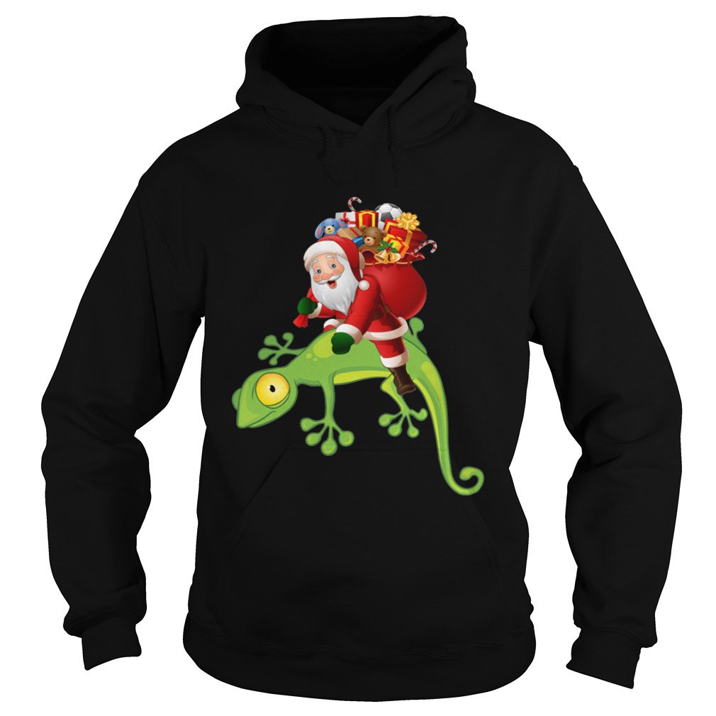 Santa Riding Lizard Christmas Pajama Shirt Hoodie