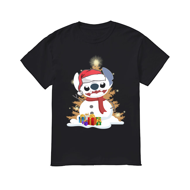 Santa Stitch Make Snowman Christmas T- Shirt