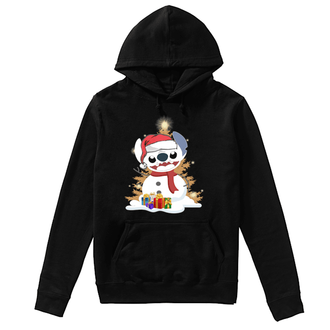 Santa Stitch Make Snowman Christmas T- Shirt Unisex Hoodie