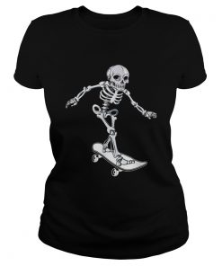 Skeleton Skateboarding Skateboarder Halloween  Classic Ladies