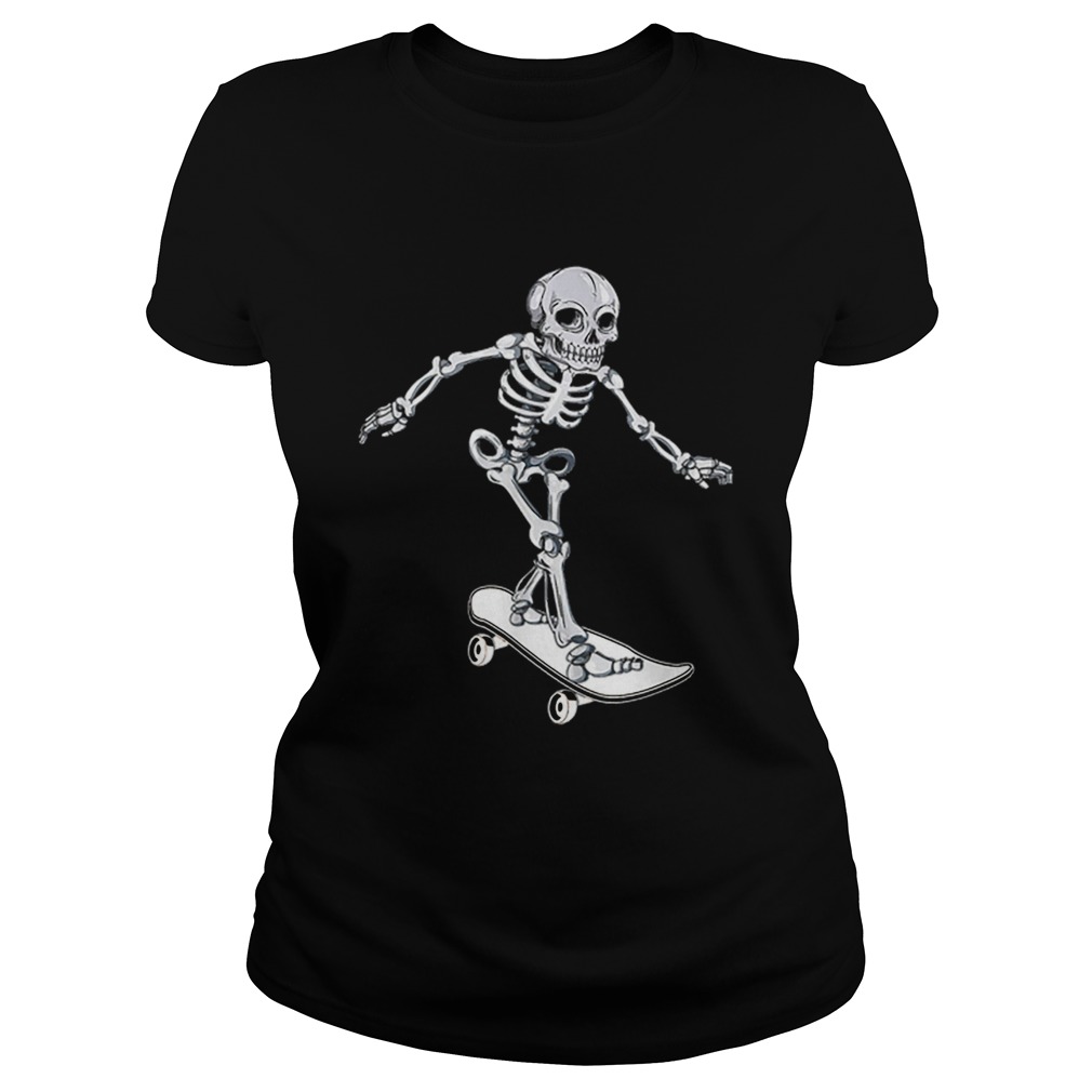 Skeleton Skateboarding Skateboarder Halloween Classic Ladies