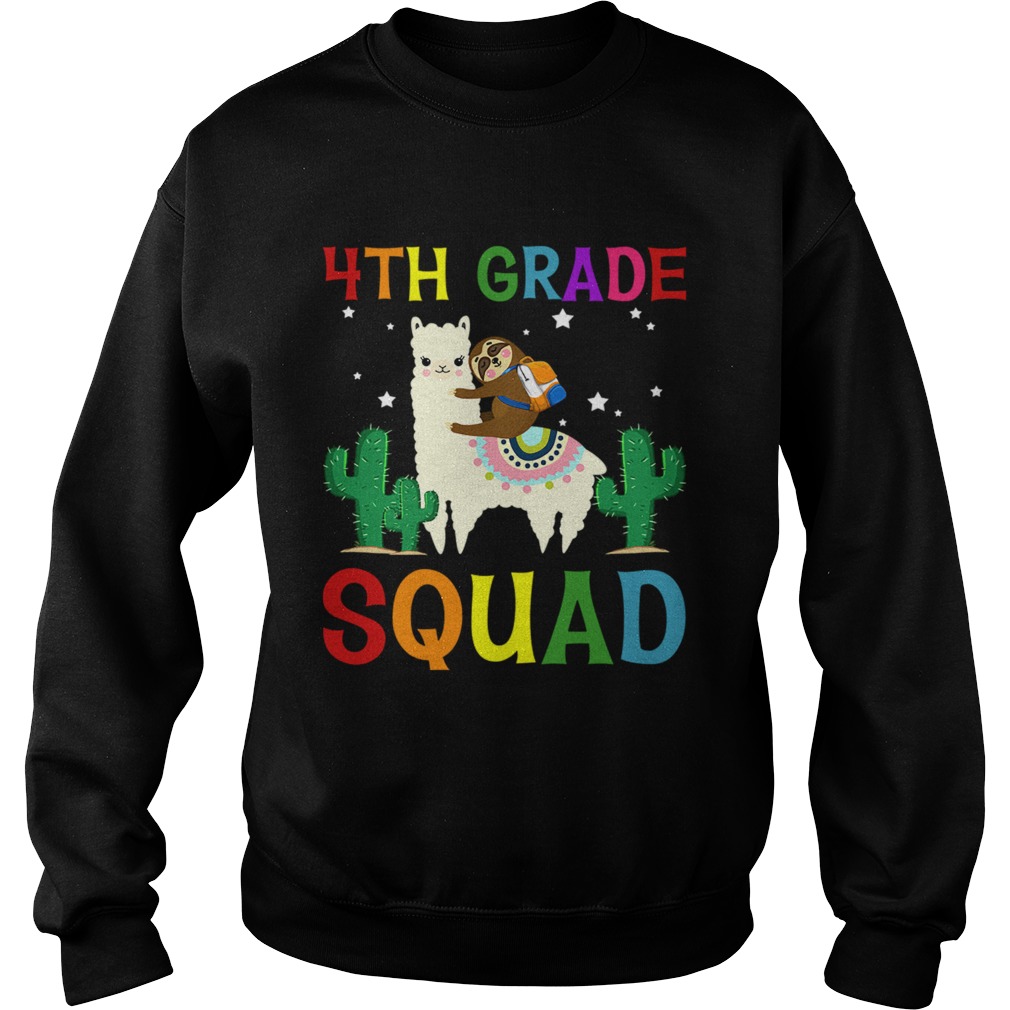 Sloth Riding Llama 4th Grade Squad Back To School TShirt Sweatshirt