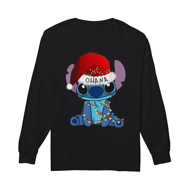 Stitch Ohana Christmas lights Long Sleeved T-shirt