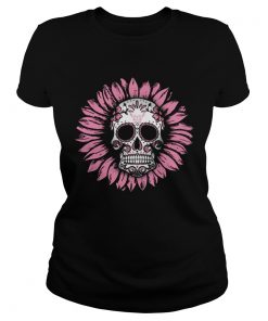 Sunflower Sugar Skull Breast Cancer Awareness  Classic Ladies