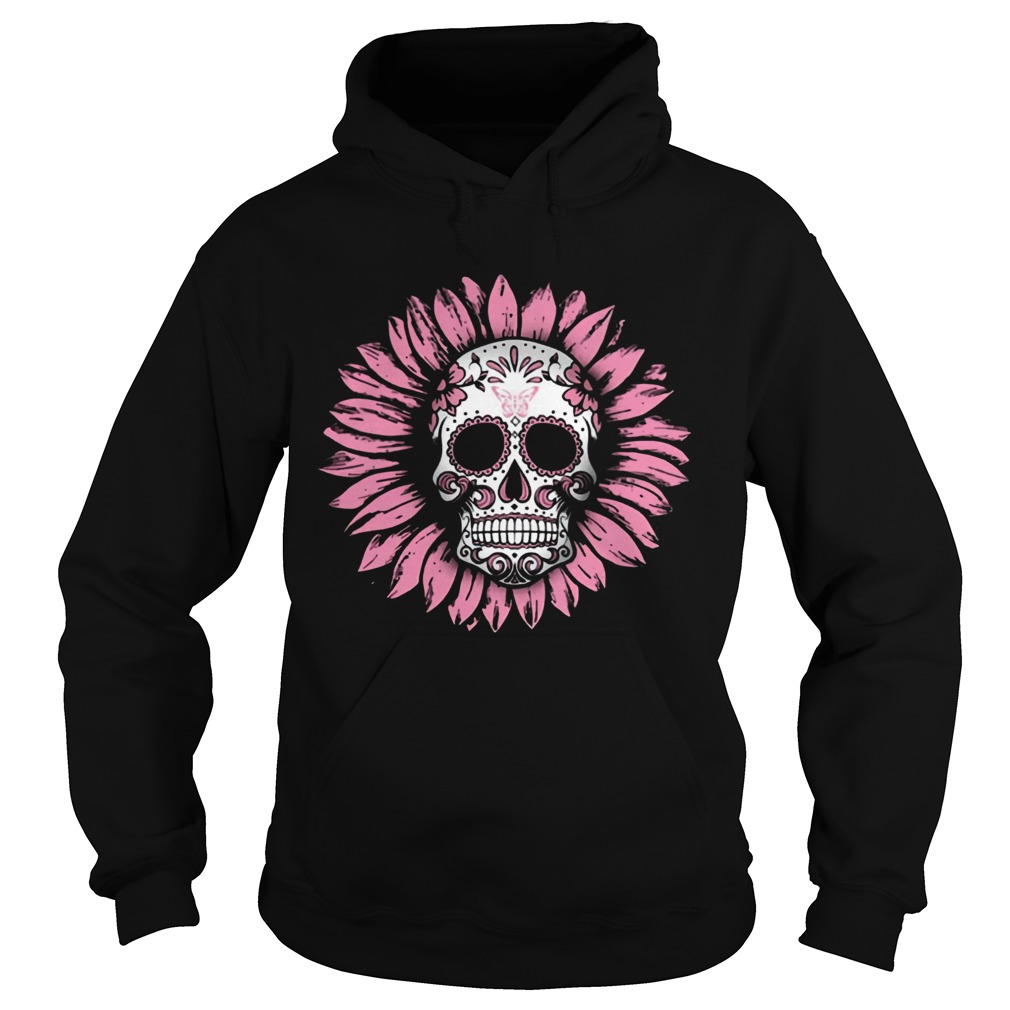 Sunflower Sugar Skull Breast Cancer Awareness Hoodie