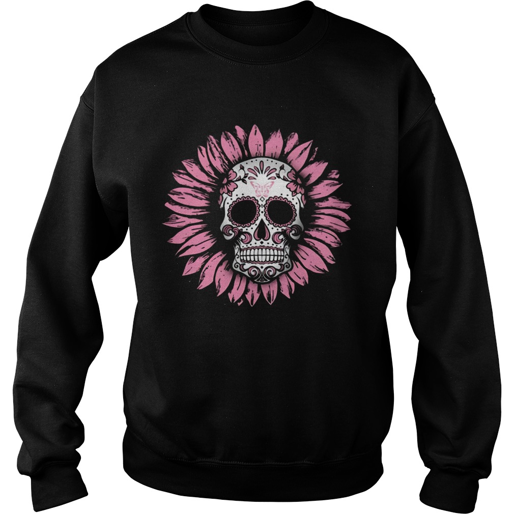 Sunflower Sugar Skull Breast Cancer Awareness Sweatshirt